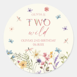 Two Wild Wildflower Wild Flower 2nd Birthday Party Runder Aufkleber