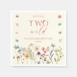 Two Wild Wildflower Wild Flower 2nd Birthday Party Serviette