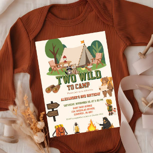 Two Wild zum Campen Safari Wald 2. Geburtstag Einladung