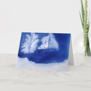 two winter trees Christmas greeting card Karte