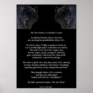 TWO WOLVES CHEROKEE TALE Art Poster