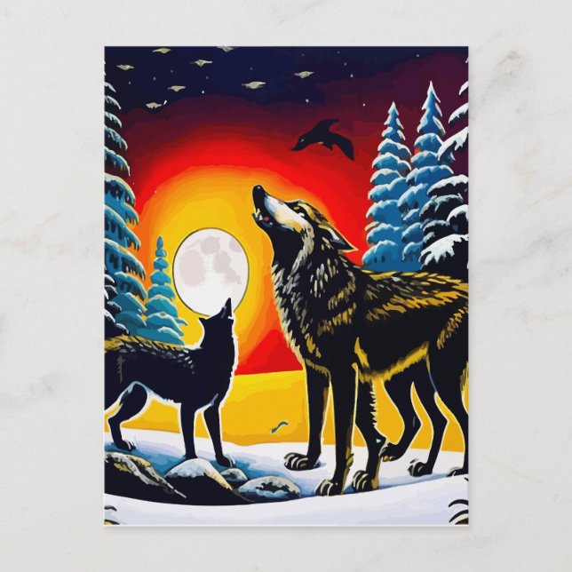 Two Wolves Wall Art Printable Home                 Postkarte (Vorderseite)