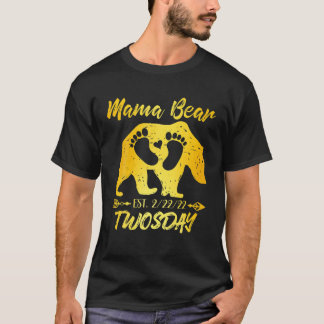 Twosday Mama Mama Bear New Baby Girl Boy Ankündigu T-Shirt