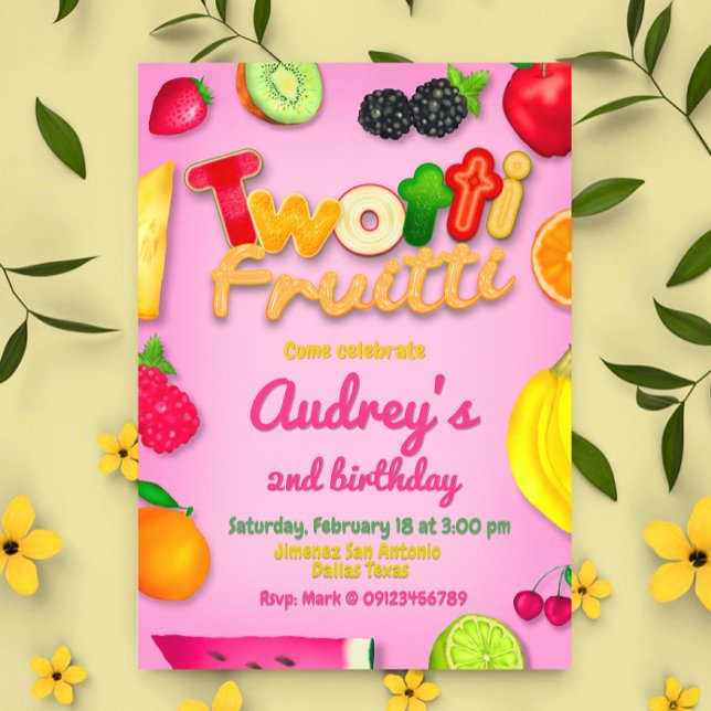 Twotti Fruitti - Früchte zum Geburtstag Einladung (Twotti Fruitti - Fruits Birthday Invitation)