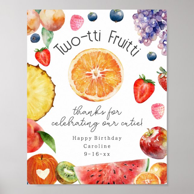 Twotti Fruitti Süsse Citrus Fruit 2. Geburtstag Poster (Vorne)