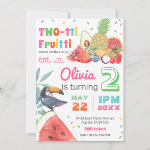 Twotti Fruitti Tropical Frucht Toucan Geburtstag Einladung