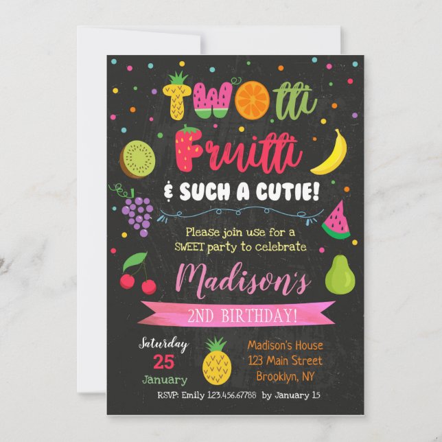 Twotti Frutti Früchte Geburtstagsparty Einladungen (Vorderseite)
