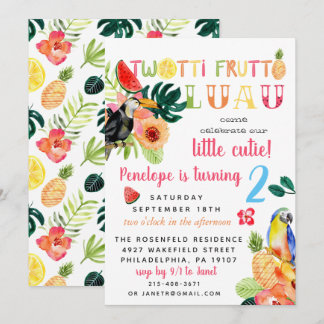 Twotti Frutti Luau Geburtstagsparty Einladung