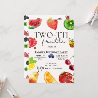 TWOtti Frutti Tropical Fruit Sommer 2. Geburtstag Einladung