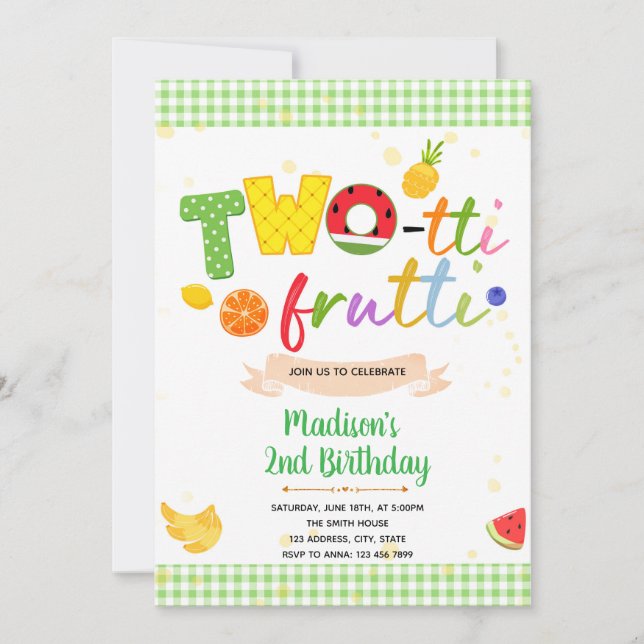 TWOtti Frutti zum Geburtstag Einladung (Vorderseite)