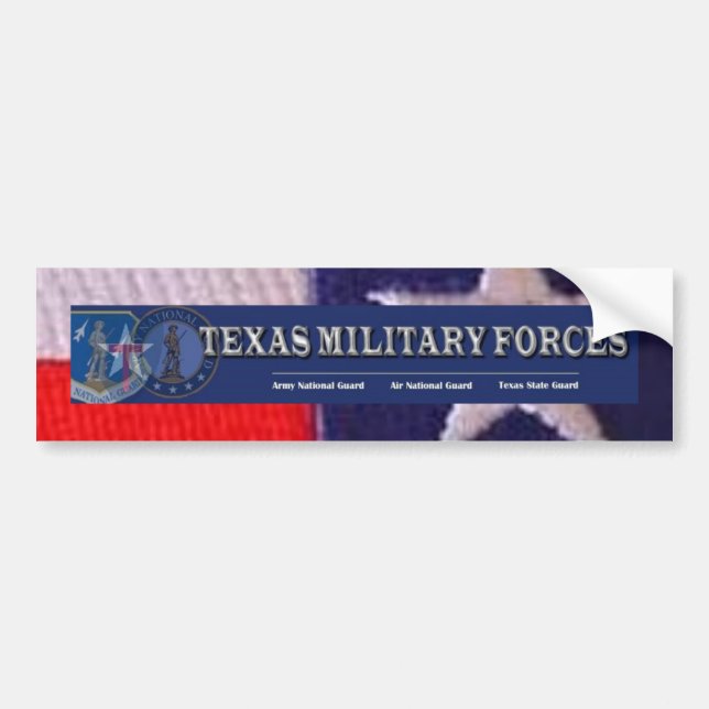 TX Flaggenquadrat, Texas-militärische Streitkräfte Autoaufkleber (Vorne)