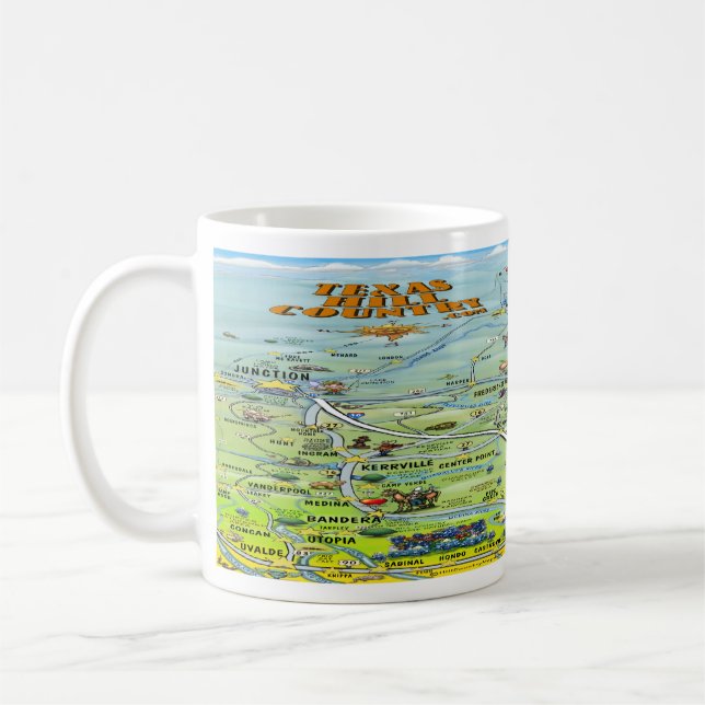 TX Hill Country Cartoon Karte Kaffeetasse (Links)