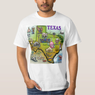 TX Hügel-Land-Cartoon-Karte T-Shirt