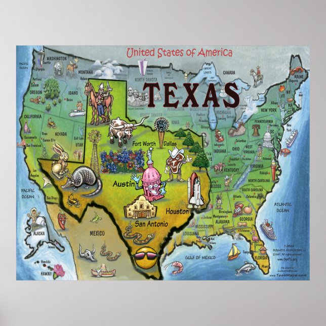 TX USA Map Poster (Vorne)