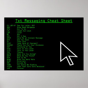 TXT Messaging Cheat Sheet Poster