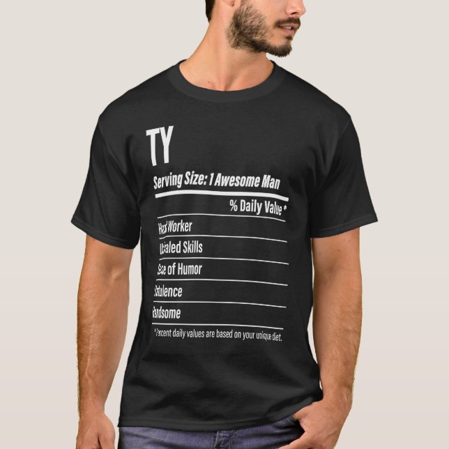 Ty Nutritional Facts servieren Größenkalorien T-Shirt (Vorderseite)