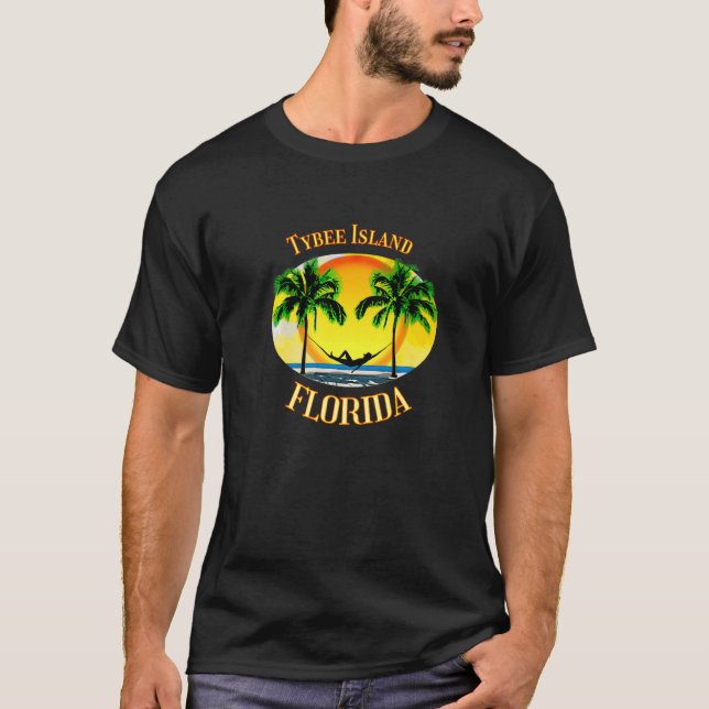Tybee Island Florida Palm Trees Beach Urlaub T-Shirt (Vorderseite)