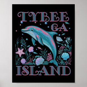 Tybee Island Ga Delfinliebhaber Bunter Strand Souv Poster