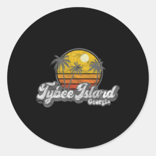 Tybee Island Ga Retro 70er Jahre Vintage Surfer-Ge Runder Aufkleber