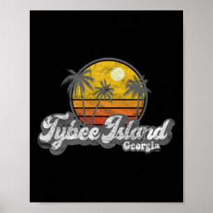 Tybee Island Ga Retro 70's Vintages Surfer-Geschen Poster