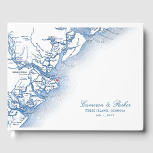 Tybee Island Georgia Karte Elegant Wedding Gästebuch