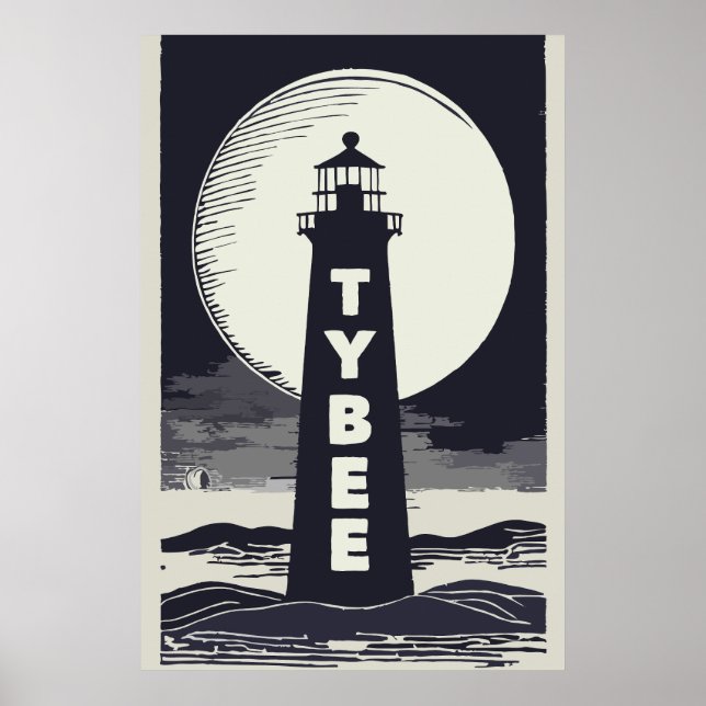 Tybee Island Georgia Lighthouse Moon Poster (Vorne)
