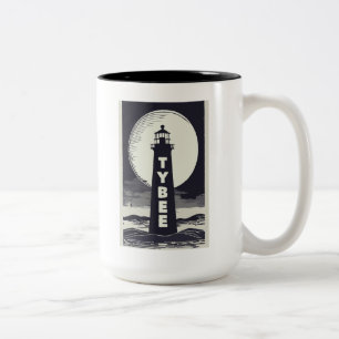 Tybee Island Georgia Lighthouse Moon Zweifarbige Tasse