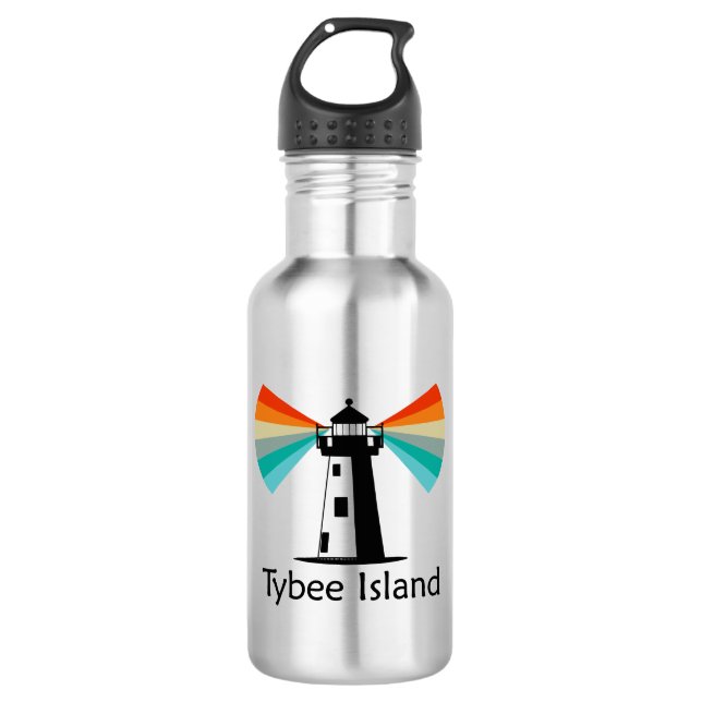 Tybee Island Georgia Lighthouse Rainbow Edelstahlflasche (Vorderseite)