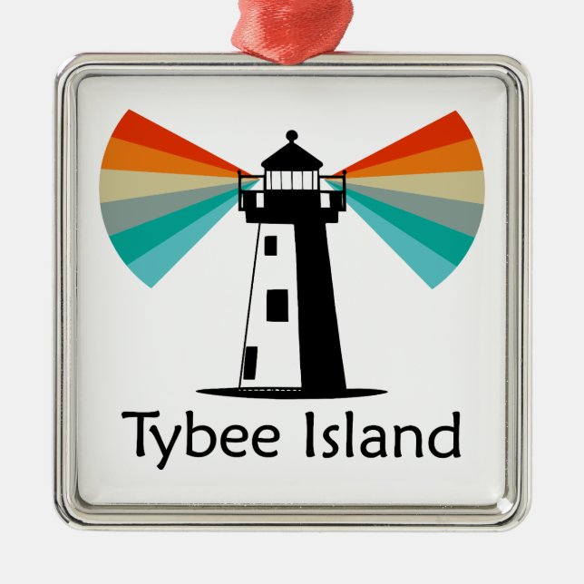 Tybee Island Georgia Lighthouse Rainbow Ornament Aus Metall (Vorne)