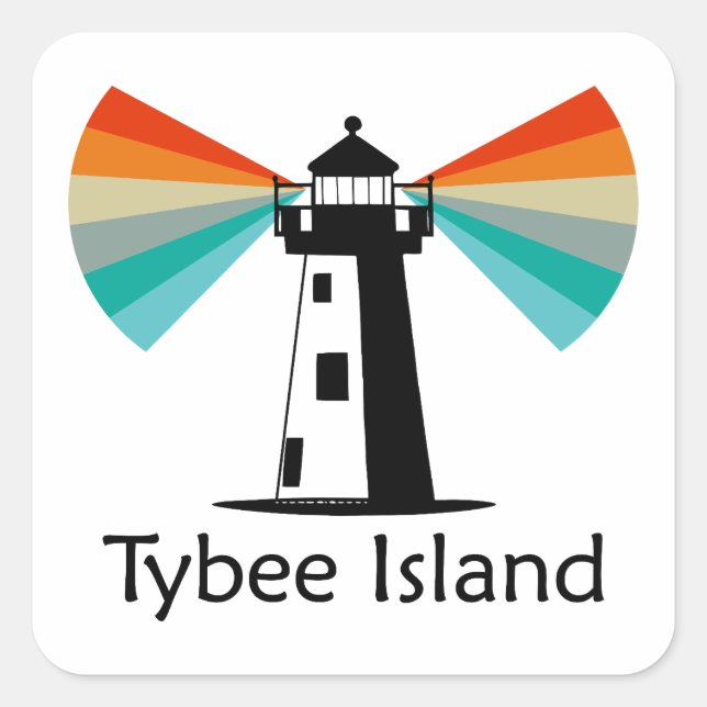 Tybee Island Georgia Lighthouse Rainbow Quadratischer Aufkleber (Vorderseite)