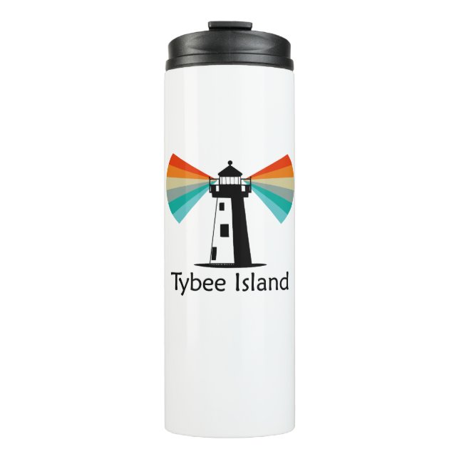 Tybee Island Georgia Lighthouse Rainbow Thermosbecher (Vorderseite)