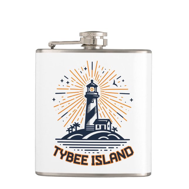 Tybee Island Georgia Lighthouse Sunrise Flachmann (Vorderseite)