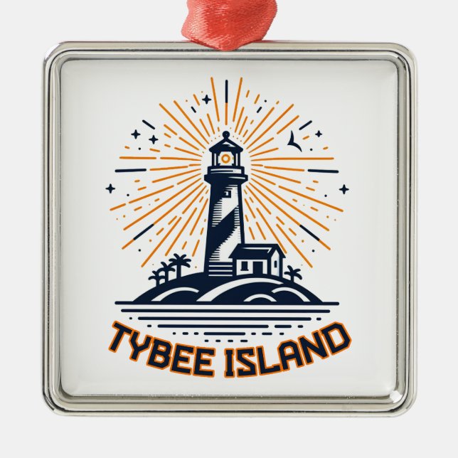 Tybee Island Georgia Lighthouse Sunrise Ornament Aus Metall (Vorne)