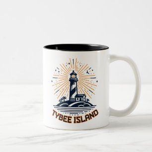 Tybee Island Georgia Lighthouse Sunrise Zweifarbige Tasse