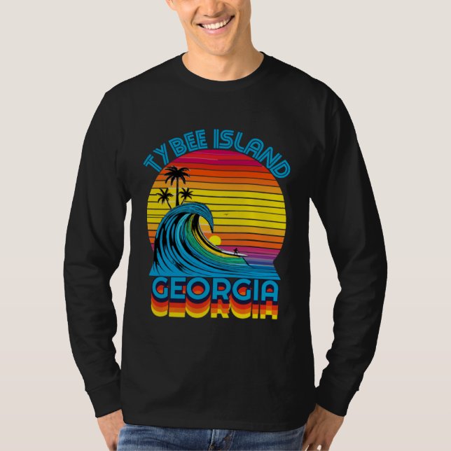 Tybee Island Georgia Retro Throwback Surf & Beach  T-Shirt (Vorderseite)