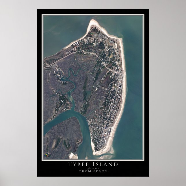 Tybee Island Georgia Satellite Poster Karte (Vorne)
