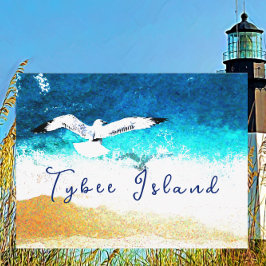 Tybee Island Georgia Seagull über Strand Postkarte