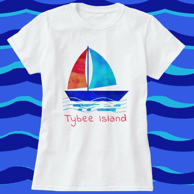 Tybee Island Georgia Urlaub Wasserfarbensegler T-Shirt (Von Creator hochgeladen)