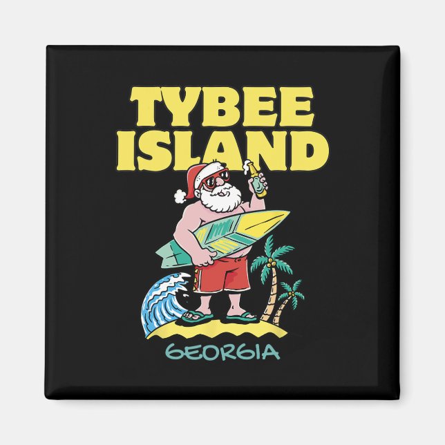 Tybee Island Georgia Weihnachtssurfen Magnet (Vorne)