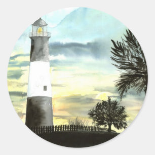 TYBEE Island Lighthouse Kunstgeschenke Runder Aufkleber