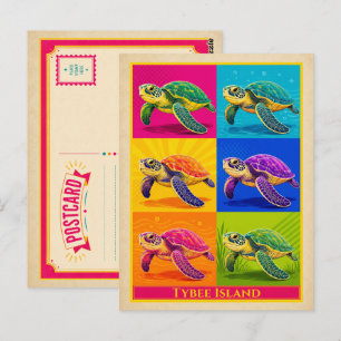 Tybee Island Postkarte Georgia Meeresschildkröte V