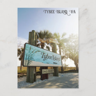 Tybee Island Sign Georgia Travel Postkarte