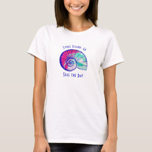 Tybeinsel Georgia farbenfroher Seashell-T - Shirt