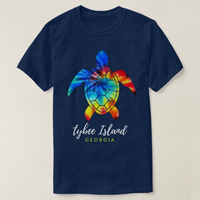 Tybeinsel Georgia Sea Turtle Gefärbte Krawatte T-Shirt (Design vorne)
