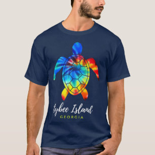 Tybeinsel Georgia Sea Turtle Gefärbte Krawatte T-Shirt