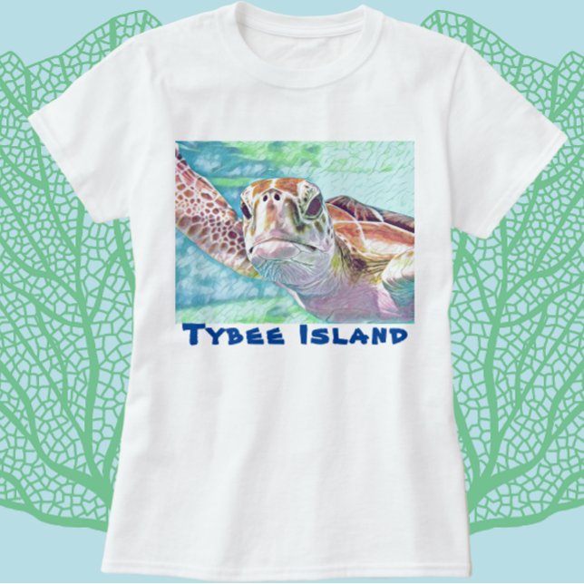 Tybeinsel Georgia Wasserfarbenschildkröte T-Shirt (Von Creator hochgeladen)