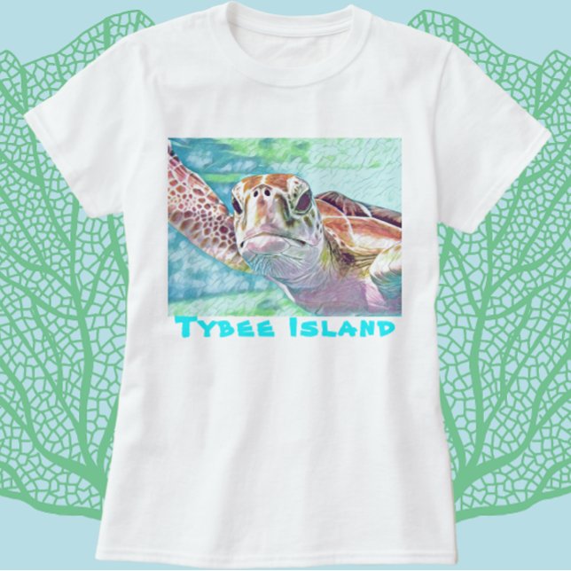 Tybeinsel Georgia Wasserfarbensee Schildkröte T -  T-Shirt (Von Creator hochgeladen)