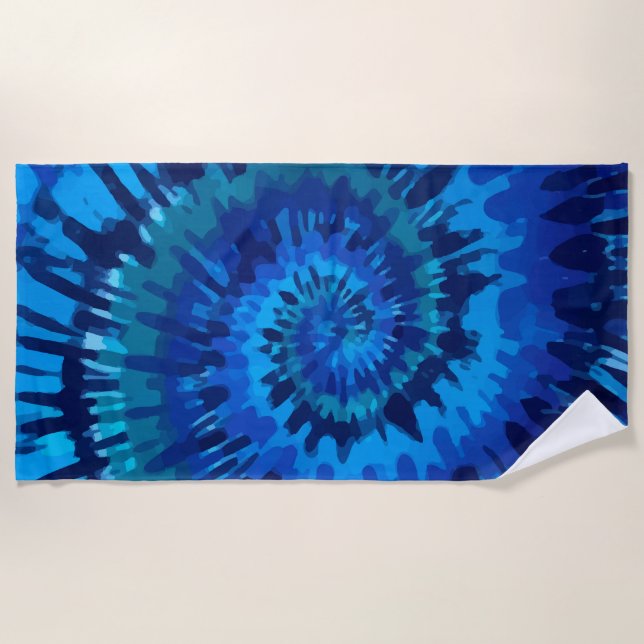 Tye-Blue Beach Handtuch (Vorderseite)