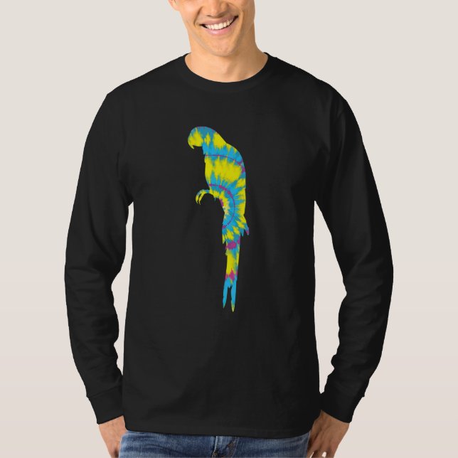 Tye Die Scarlet Macaw Colourful Parrot Bird Tropic T-Shirt (Vorderseite)