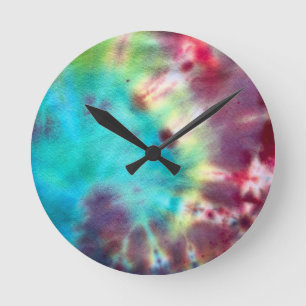 Tye Dye #1 Runde Wanduhr